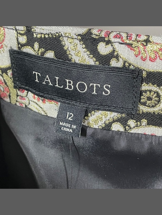 NEW Talbots Skirt Womens 12 black pink gold floral pencil filigree - Picture 2 of 7